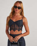 Whitmore Pinstripe Lace Corset Top