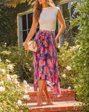 Petal Haven Pleated Floral Midi Skirt