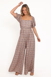 Jayda Puff Sleeve Jumpsuit Grey Floral