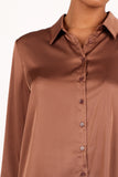 Narissa Satin Shirt Banksia Brown