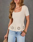 Easy Afternoon Floral Cut Out Peplum Top