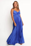 Naira Pleated Maxi Dress Blue