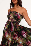 Angelique Strapless Maxi Dress Grey Blurred Floral