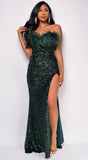 Mavis Green Feather Sequin Gown