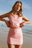 Wendie Scalloped Mini Skirt Poppy Pink