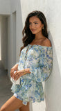 Cyrene Floral Off Shoulder Mini Dress Floral Green