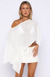 Sunset Silhouette Knit Poncho Top White
