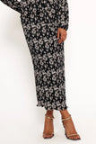 Minelli Pleat Midi Skirt Black White Floral