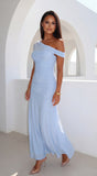 Lysandra Off Shoulder Mesh Maxi Dress Blue