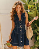 Sunny Stroll Belted Denim Mini Dress