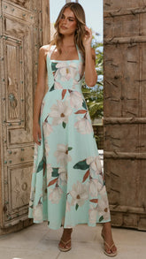Madelyn Maxi Dress Aqua White Floral