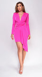 Enola Pink Front Drape Mini Dress