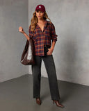 Toasted Maple Plaid Button Down Top