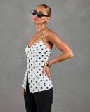 Dottie Chic Polka Dot Linen Blend Tank Top