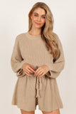 Sloane Sweater Romper Taupe