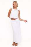Madison Linen Column Skirt White