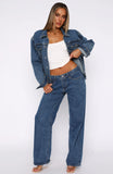 Bring The Style Low Rise Wide Leg Jeans Admiral Blue