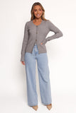 Quay Button Front Cardigan Heather Grey