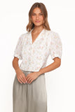 Steele Button Front Top White Vintage Floral