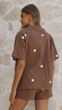 Nadine Shirt and Shorts Set Chocolate Polka