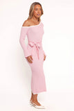 Milan Off Shoulder Midi Dress Pink