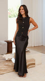Darina Bias Cut Maxi Skirt Black