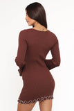 Jovan Long Sleeve Mini Dress Mocha Beige