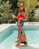 Sunny Sips Abstract Floral Maxi Skirt