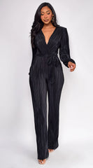 Juna Surplice Jumpsuit Black