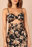 Saga Cut Out Midi Dress Black Floral