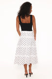Lucia Tiered Midi Skirt White Polka Dot