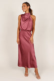 Anabelle Halter Neck Midi Dress Dusty Rose