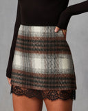 Hawthorne Lace Trim Plaid Mini Skirt