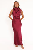 Anabelle Halter Neck Lace Maxi Dress Berry
