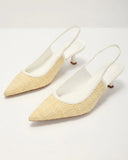 Poised Moment Tweed Slingback Kitten Heels