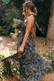 Lennon Halterneck Maxi Dress Black Floral