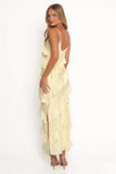 Ciao Ruffles Maxi Satin Dress Pale Yellow