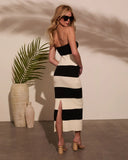 Anika Striped Bodycon Midi Dress