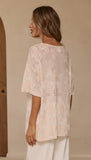 Arlo Oversized Sequin Top Beige Floral