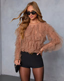 Memorable Night Ruffle Mesh Top