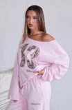 All A Dream Off Shoulder Oversized Long Sleeve Tee Pink