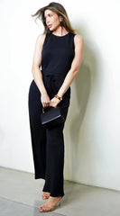 Mirage Sleeveless Waist Band Detail Jumpsuit Black