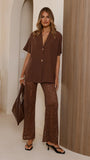 Azura Shirt And Pants Set Brown