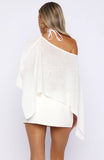 Sunset Silhouette Knit Poncho Top White