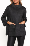Tassie Cowlneck Lurex Shimmer Knit Sweater Black