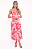 Kenna Strapless Midi Dress Butterfly Print