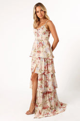 Mito Tiered Maxi Dress Cream Floral