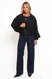 Yuki Tonal Embroidered Flower Jacket Black