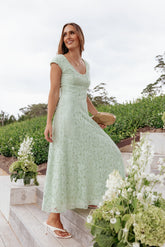 Mapleton Maxi Dress Sage Green Lace