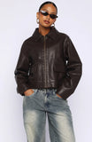 I Know Love PU Jacket Chocolate